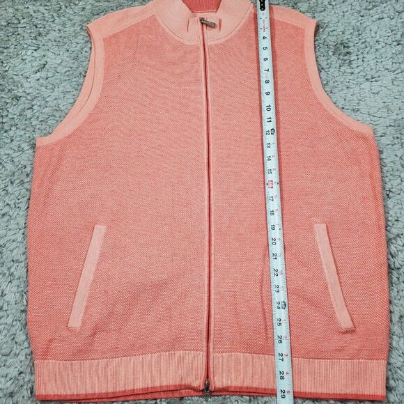 Tommy Bahama Coolside Island Zone Full Zip Sweater Vest Golf Peach Pink Size XL - Picture 7 of 8